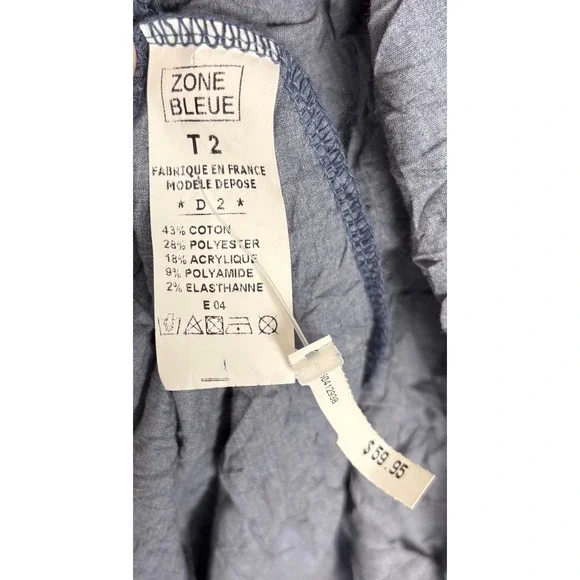 New Zone Bleue Paris Jacket Avant Garde Sz T2 (M EU 38/US 6) Blue Lagenlook 1988 - Picture 6 of 6